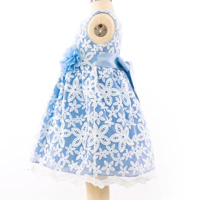 China Breathable Finalz 2022 Summer Little Girls Blue Sleeveless Lace Dress Dresses for sale