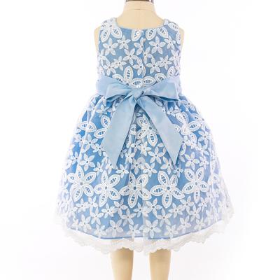 China Finalz Breathable Customizable Polyester Lace Girls Sleeveless Dress Dress With Bow Flower for sale