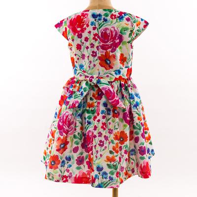 China Finalz Anti-wrinkle Wholesale Europe America Girls Dresses Cotton Floral Print Dress for sale