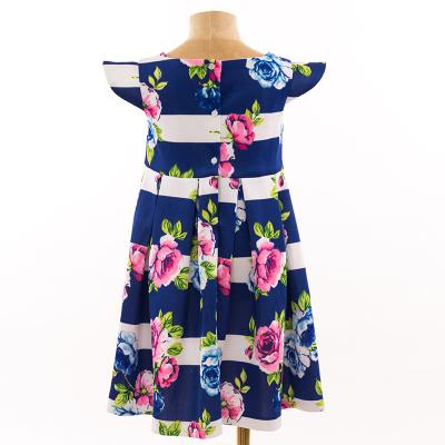 China Anti-wrinkle Finalz fashion quality girls dresses floral white stripes print dress for sale