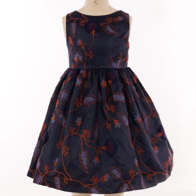 China Ultimate Anti-wrinkle OEM Summer Girls Dresses Flower Embroidery Print Dress for sale