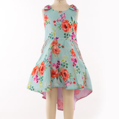 China Anti-wrinkle New Style Cute Design Children's Clothing Butterfly Girl Print Floral Dress for sale