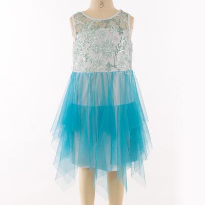 China Anti-wrinkle Finalz factory price best girls dresses blue sequin tutu skirt for sale