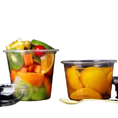 China PET Plastic Disposable Round Food Container 0-1L Take Away Fruits Packaging Box for sale