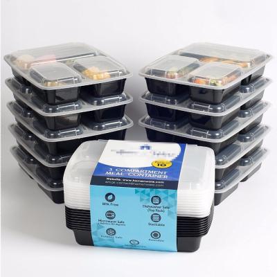 China Freshness Preservation Compartment Food Container 250*192*55mm With Black Transparent Lid for sale