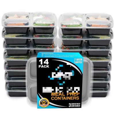 China 10/12/15 packs 3 Compartment Food Storage Lunch Boxes / Meal Prep Containers à venda