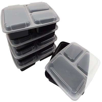 China 32oz PP Material 3 Compartment Food Container Microwave Safe Multifunctional Storage Box Te koop