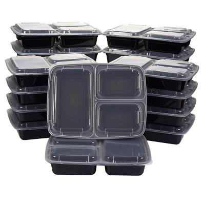 China Bisphenol A Free 3 Compartment Food Container in 0-1L, 8oz/16oz Total 1000ml Capacity for sale