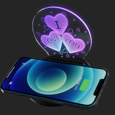 China Fashionable Luminous LOGO Wireless Phone Charger Stand 5W 7.5W 10W 15W Private Type C Interface Home Office Desktop Wireless Charger for sale