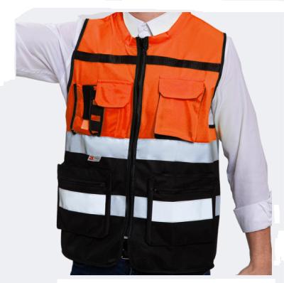 China Visible High RTS Customized Logo Work Safety Vest Construction Staff Chief Director Vest Filmmaker Reflective Protective Vest for sale