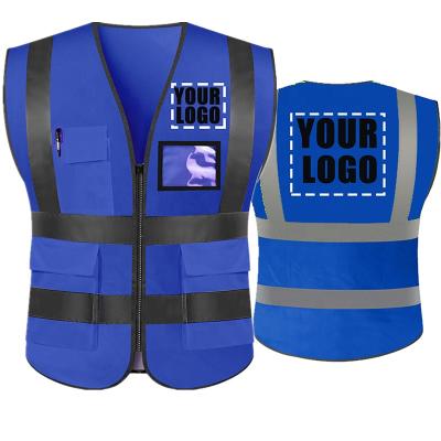 China High Visible Construction High Quality 100% Polyester Customize Logo Best Price Multi Pockets Cheap High Visibility Safety Reflective Vest for sale