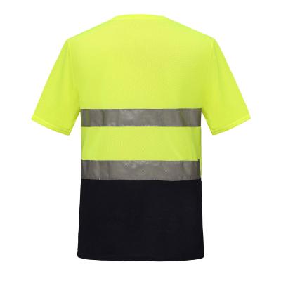 China High Visibility Stocked Customized High Quality S M L Quick Dry V-Neck Safety Reflective T-Shirt For Men for sale