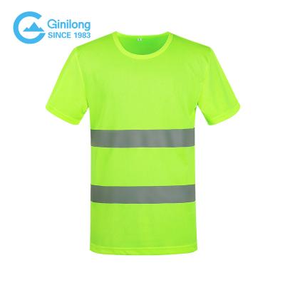 China Factory low price custom made night high visibility summer construction site construction site quick dry fluorescent t-shirt shorts sleeved high strength t-shirt for sale