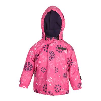 China Breathable 100% Polyester Print Waterproof Breathable PU Oxford Coating With Pad Warm Winter Sport Ski And Snow Jacket For Kids for sale