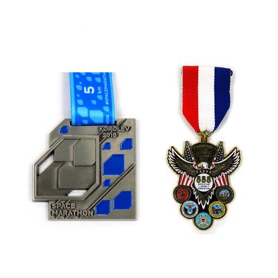 China China 2021 Wholesale Custom Custom Medals and Trophies Sports Medals 3D Logo Sport Medal Sport Medallion with Ribbons for sale