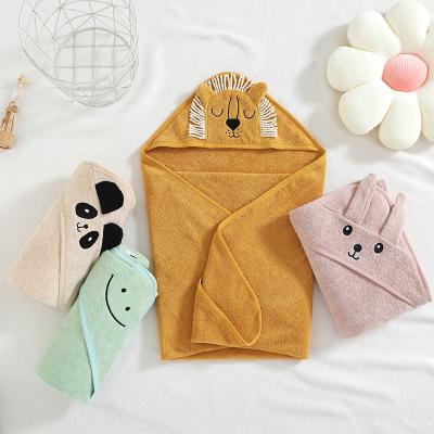 China Solid Color 100 Cotton Terry QUICK DRY With Hooded Towel Animal Baby Binding Towels 100cotton Poncho Hooded Bath Towel for sale