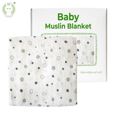 China Anti-pilling Baby Muslin Cotton Blanket Wrap Cartoon Animals Cotton Baby Blankets Simple White Cotton Throw Blanket for sale