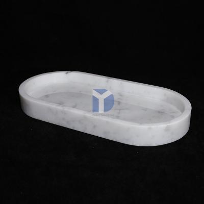 China American Style Tray White Rectangle Marble Serving Decorative Marble Tray With Base for sale