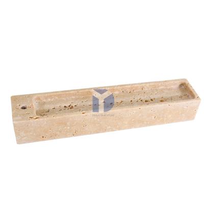 China Luxury Natural Travertine Stone Square Marble Handmade Incense Holder for sale