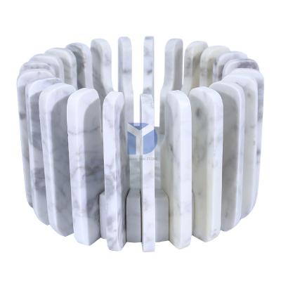 China Luxury Special Design Carrara Marble Candle Holder Removable Cream White Marble Candle Holder for sale