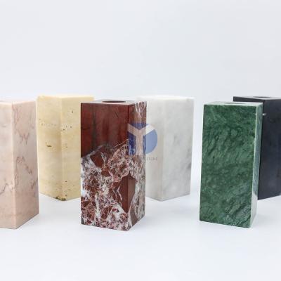 China Luxury Marble Cuboid Small Container Indoor Decorative Candle Holder for sale