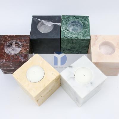 China Luxury Marble Cuboid Small Container Indoor Decorative Candle Holder for sale