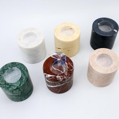 China Luxury Marble Cuboid Small Container Indoor Decorative Candle Holder for sale