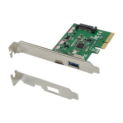 China USB 3.1 Type C+A Card USB 3.1 PCI-e 4x Express to USB 3.1 type c adapter pcie dual port expansion card for sale