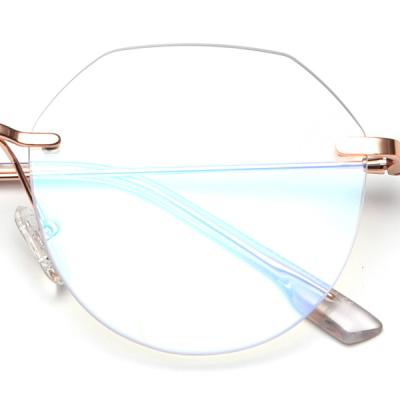 China Computer Glasses New Arrive 2022 Plano Nice Glass Metal Polygon Optical Frames for sale