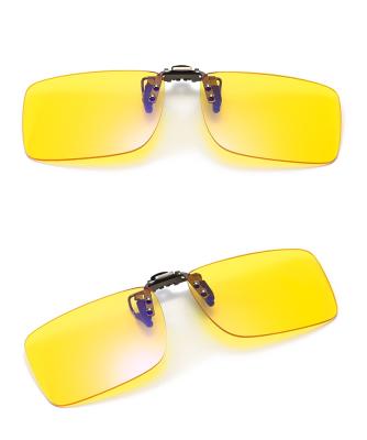 China Fashion Sunglasses Unisex Women Man Yellow Glass Metal Flip Up Blue Light Blocking Blue Light Anti Computer Removable Clips On Glasses for sale