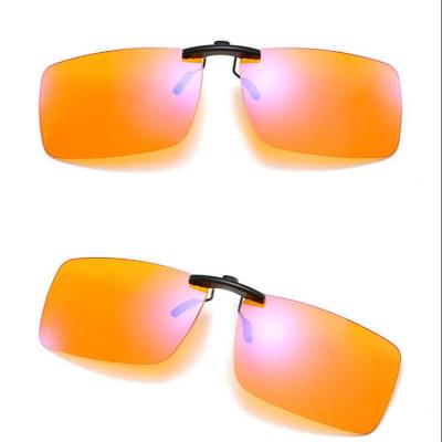 China Fashion Sunglasses Unisex Women Man Orange Glass Metal Flip Up Blue Light Blocking Blue Light Anti Computer Detachable Clip On Glasses for sale