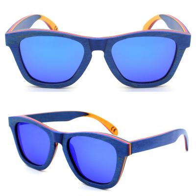 China Fashion Sun Glasses Eco-Friendly UV Glass Wooden Sunglasses 400 Skateboard Wooden Frame Colorful Sunglasses for sale