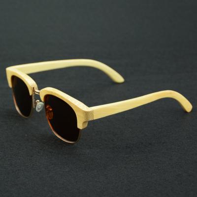 China Fashion high quality CE sunglasses half frame natural bamboo wooden gradient sunglasses CE polarized lenses for sale