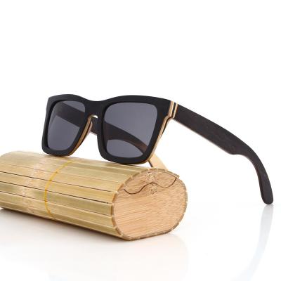 China Fashion Sunglasses Panel Multilayer Sandwich Plate Skateboard Wood Frame Black Sunglasses for sale