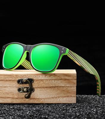 China 2021 New Fashion Sunglasses PC Frame + Wooden Leg Glass Colored Handmade Wooden Sunglasses for sale