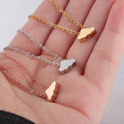 China Environmentally Friendly Fashionable Stylish Female Gift Non Tarnish Silver 18K Gold Plated 316L Stainless Steel Could Pendant Necklace Jewelry For Women for sale