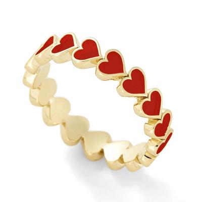 China Wholesale Environmentally Friendly Gold Plated Blue Red Black Rose Enamel Heart Shape Rings Jewelry For Women Ladies for sale