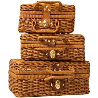 China Portable Small Square Laundry Organizer Baskets Pp Rattan Sustainable Woven Plastic Storage Basket for sale