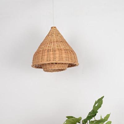 China Asian Romantic Natural Simple Hand Woven Pendant Light Rattan Cylindrical Pendant Lamp Shade for sale