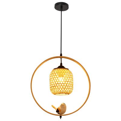 China Modern Modern Decoration Lamps Bamboo Weave Shades Led Rattan Pedant Light Birdcage Light Shade for sale