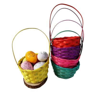 China Easter Handmade Custom Craft Decor Handmade Craft Decor Picnic Festival Christmas Baskets Storage Colorful Bamboo Basket for sale