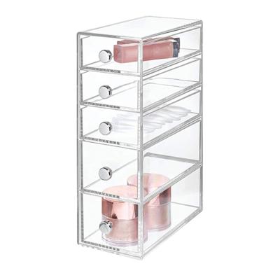 China Acrylic Cosmetic Organizer Box Makeup Organizer 5 Tier Viable Jewelry Storage Box For Bathroom for sale