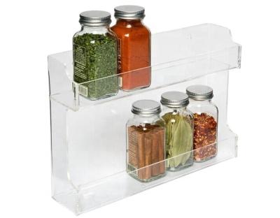 China Modern Clear Mount Kitchen Organizer Spice Rack Cabinet Two Shelf Clear Acrylic Spice Organizer for sale