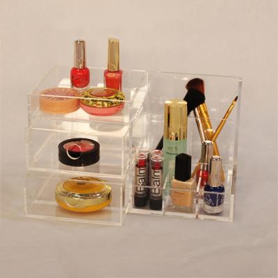 China 2 Drawers Countertop Sustainable Box Acrylic Cosmetic Holder Organizers for sale