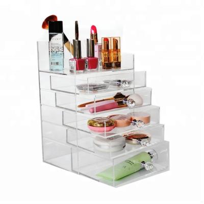 China Viable Cosmetic Organizer Makeup Storage Box 5 Drawers Clear Acrylic Brush Holder for sale