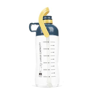 China Factory Direct Selling Large Capacity Sustainable Sports Double Wall Plastic Water Bottle With Straw for sale