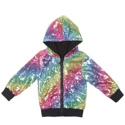 China Casual jackets baby size long sleeve plus kids outwear sequins tie dye children's coats hoodies boutique kids clothing for sale