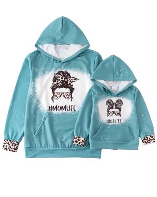 China Anti-pilling new autumn winter kidlife and babies mommy and me leopard letters momlife long sleeves hoodie for sale