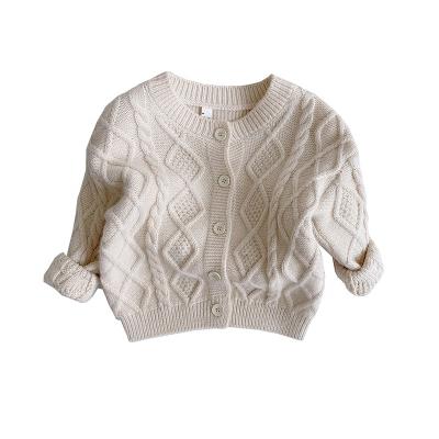 China High Quality Plus Size Children Clothing Apricot Color Knitting Children Cardigan Long Sleeve Outerwear Fashion Girls Open Sweaters for sale