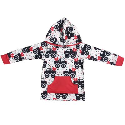 China Wholesale Plus Size Girls Valentine Hoodie Long Sleeves Casual Kids Hoodie Truck Cartoon Love Printing for sale